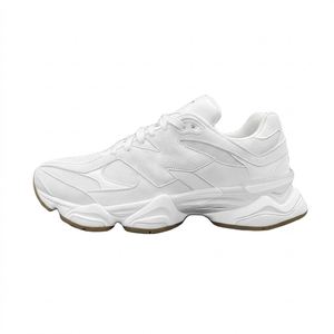 Baskets unisexes blanches en cuir véritable, chaussures de marche d'été à lacets, semelle en caoutchouc - Product Image 1