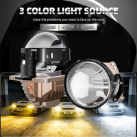 Kit de conversion de phares LED universels GPNE New 3000K 4500K 6000K tricolores 3 pouces Canbus 12V avec lentille de projecteur Bi-LED GS50X