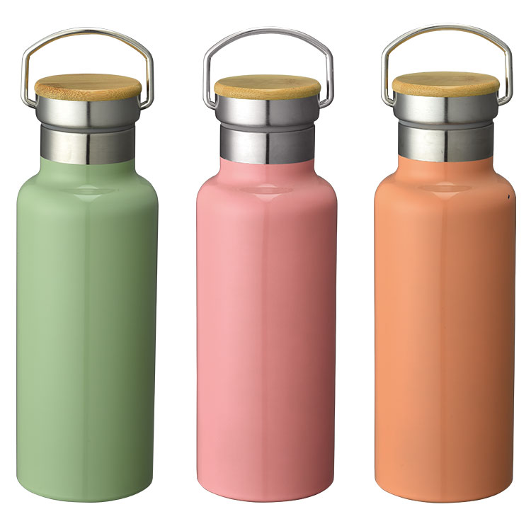 Термос из нержавеющей стали с двойными стенками и деревянной крышкой, вакуумная Изолированная бутылка 2021
