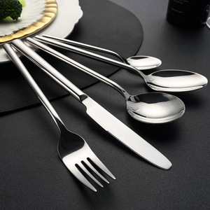 Ensemble de couverts en acier inoxydable 304, manche rond épais, couteau à steak, fourchette, cuillère, pour restaurant et hôtel - Product Image 2