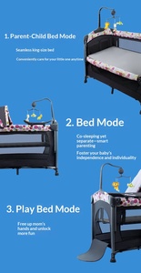 Lit bébé moderne en métal de haute qualité, attachable au grand lit, multifonctionnel, portable, pliable, berceau de chevet pour nouveau-nés, moustiquaire - Product Image 6