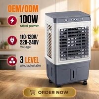 Ventilateur rafraîchisseur d'air évaporatif grande capacité avec réservoir d'eau de 20L, télécommande, 3 vitesses, pour usage commercial