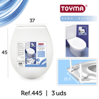 Asiento de Inodoro Toyma Estándar Blanco 45x37cm, Duradero para Uso en el Baño del Hogar