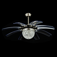 Fournisseur d'usine en gros, lustre en cristal décoratif moderne, ventilateur de plafond invisible avec lumière