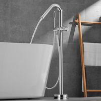 Robinet de baignoire sur pied à une poignée Azeta avec douchette Robinet de baignoire en laiton doré brossé