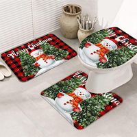 Lot de 3 tapis de toilette en flanelle pour Noël, antidérapants, doux, épais, en peluche, motifs animaux, écologiques, anti-fatigue, décoratifs