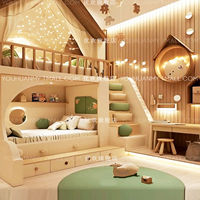 Lit superposé pour enfants Butter Wind, lit double pour petit appartement avec escalier, lit multifonctionnel en bois massif, lit parent-enfant personnalisé