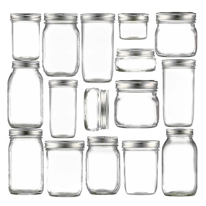 Customized Canning Jars Wide Mouth Round Clear 16oz 32oz Glass mason jar with lids and straw