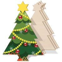 Vente en gros de supports d'arbre de Noël modernes en bois, découpés au laser et polis, pré-perforés, pour la peinture artistique DIY, la gravure et les fournitures de Noël
