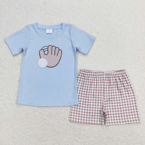 Vêtements d'été en gros Longlv pour bébés et tout-petits, filles et garçons, ensembles décontractés en Spandex/Coton avec broderie baseball, pour frères et sœurs - Product Image 4