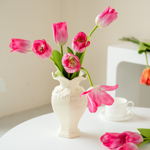 Artificial Tulip <b>Flowers</b> <b>Silk</b> <b>Flower</b> Glossy Finish Wedding Home Decor Outdoor Photography Props - Product Image 1