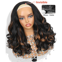 Perruque mi-tête bouclée à ressorts de 16 pouces, texture Yaki épaisse et volumineuse, vente en gros # Perruques sans colle en fibre haute température noire 1B en stock