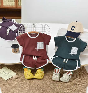 Ensemble t-shirt + short pour garçon, ensemble de vêtements décontractés d'été pour garçons avec motifs de dessins animés, ensemble deux pièces en coton - Product Image 1