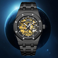 Montres mécaniques squelette pour hommes en gros d'usine, bracelet en acier inoxydable, étanches, lumineuses, avec alarme, à la mode et personnalisables