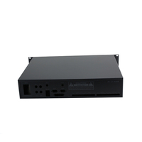 Boîtier d'amplificateur de puissance en aluminium noir de 19 pouces standard 2U pour montage en rack, indice de protection IP54, boîtier de rack audio en acier galvanisé