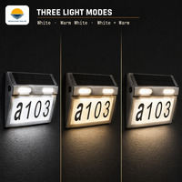Lampu Nomor Rumah Tenaga Surya untuk Pintu Depan/Gerbang Luar Ruangan, Anti Air IP55, 3 Mode Warna, Bahan Stainless Steel, Custom Grosir