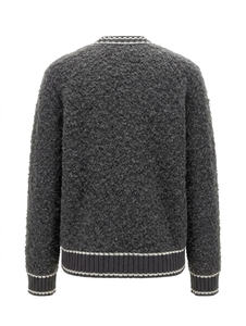 Pull en maille épaisse gris chiné à col rond et manches longues pour femme, idéal pour un usage quotidien décontracté - Product Image 3