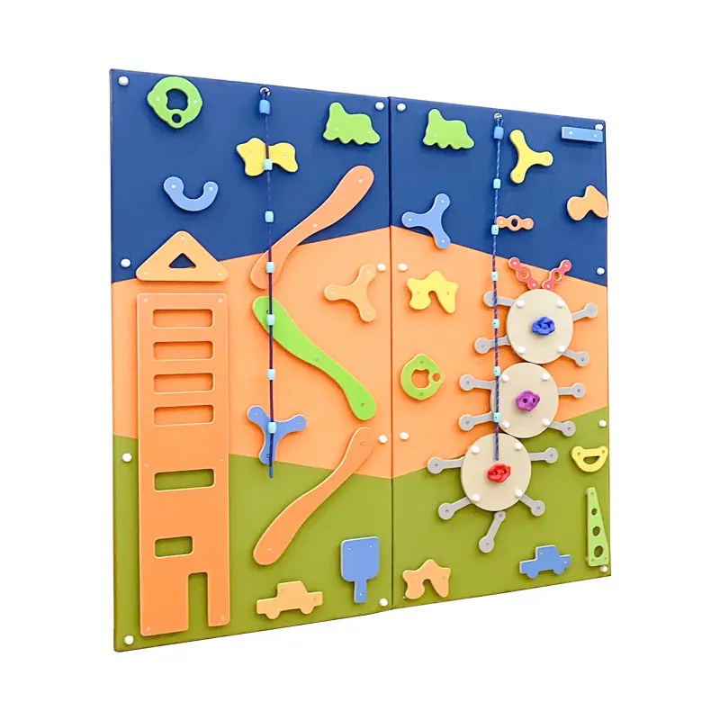 Hoye Crafts Funny Children Wooden Climbing Wall Colorful Indoor Playground Play Set Kids Sport Games