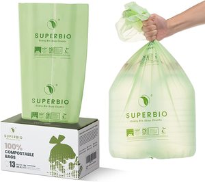 13 Gallon <b>PLA</b> Compostable Flat Top Tall Kitchen Garbage Bags - Product Image 1