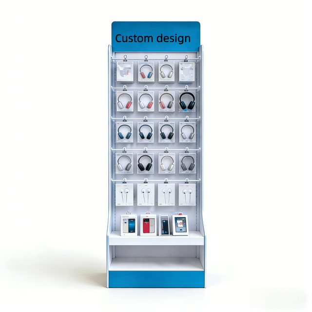 Custom Design Floor-standing Electronic Display Stand Multi-layer Headphone & Earphone Display Rack for Retail Store