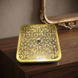 Premium Square Pure Brass Spice Box with 9 Modular Containers Etched Mughal Art Lid Luxury Indian Masala Dani Kitchen Organizer - Product Image 2
