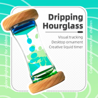 Minuteur en bois poli bicolore Kidpik, écologique, arc-en-ciel bleu-vert, avec liquide
