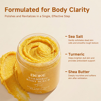 BEIKE Gommage Corporel au Sel de Curcuma Bio, Crème Hydratante Végane pour Éclaircir la Peau, Gommage Visage et Corps aux Herbes avec Étiquettes Personnalisées