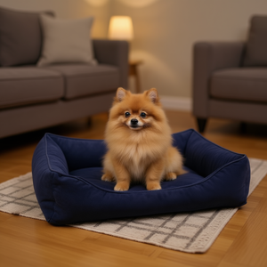 Cuccia Quadrata per Animali Domestici in Camoscio Blu Scuro con Fondo Scorrevole YM7978 - Product Image 3