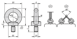 K0767 KIPP Écrou de levage en acier inoxydable DIN580, boulon à anneau fixe, quincaillerie de rigging haute résistance - Product Image 5
