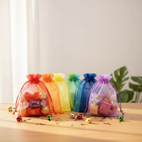Sacs en organza personnalisés avec cordon de serrage 10x15cm, petite pochette cadeau, emballage pour bijoux et boucles d'oreilles, couleur unie, fabrication chinoise, modèle QJ-DB-045
