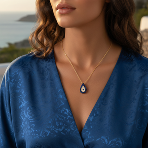 14K Solide Or Waterdrop Larme Turc Mauvais Oeil Charme collier - Product Image 3