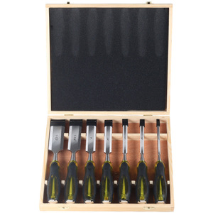 Juego de Cinceles Planos de 7 Piezas, Herramientas de Carpintería con Punta Recta Métrica y Mango con Orificio Pasante, Kit de Carpintería - Product Image 1
