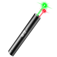 LED笔式手电筒激光笔可充电铝合金红绿双光束办公商务户外指示器教鞭