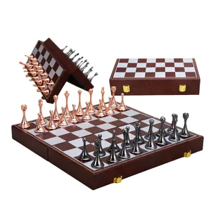 Chrt Middeleeuwse Schaakspel Hoge Kwaliteit Schaakbord 32 Goud Zilveren Schaakstukken Magnetisch Bordspel Schaaksets