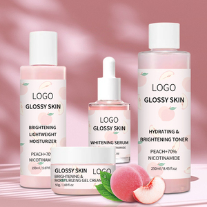 Private Label Vegan Cruelty Free Hydrating AHA Vitamin C Peach Brightening Glass <b>Skin</b> <b>Care</b> <b>Set</b> OEM/ODM - Product Image 2
