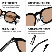 Lunettes de protection unisexe Sunray avec taux de filtration de 80%-100%, monture en ébène Wellington TR90, verres CR39 sépia, pour écran, anti-reflet, pour travail intensif