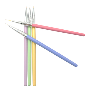 Custom Logo Kolinsky Nylon Hair Gold Metal Handle Nail Brush <b>Set</b> with Silicone Dotting Tool for UV Gel Painting Liner Brush - Product Image 4