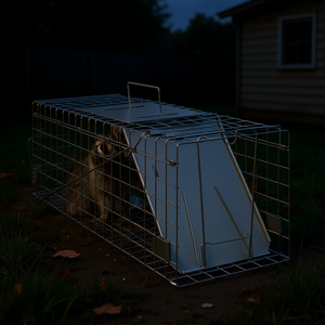 Piège à animaux pliable en fer galvanisé 24 x 8 x 8 pouces, cage vivante pour chats, lapins, opossums, lutte antiparasitaire - Product Image 2