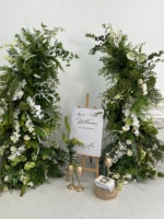 W-C030 Nouvelle Arche Florale Suspendue pour Mariage, Décoration de Centre de Table avec Plantes Vertes et Fleurs en Forme de Corne