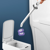 BOOMJOY Brosse de toilette murale jetable avec tête en éponge sans angle mort et distributeur de détergent