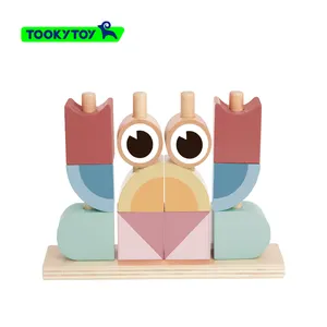 2024 New Wooden Variety Blocks Set Kids Multiple Shapes Stacking Game Crab Snail Building Block Set