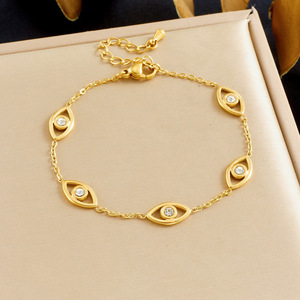 Evil Eye Jewelry <b>Set</b> Gold Plated Stainless Steel Necklace <b>Bracelet</b> Earrings Women's Party Fashion Accessory - Product Image 3