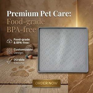 Tapis d'alimentation pour animaux de compagnie en silicone antiadhésif à séchage rapide, de luxe, moderne, portable, pour chiens et chats, imperméable, antidérapant, doux pour le sol - Product Image 6