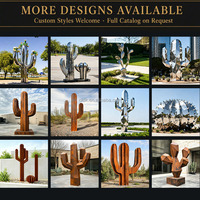 Ensemble de sculptures de cactus en acier Corten YOUFINE, sculptures de plantes en métal rouillé pour l'extérieur, art métallique du désert, décoration de jardin