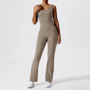 Women's Slim-Fit Yoga And Dance One-Piece Jumpsuit Quick Dry Breathable With Hip Lift Solid Pattern Plus Size Sports Jumpsuit