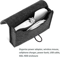 Organisateur de câbles en feutre de laine mérinos, sac à câbles en feutre, pochette de rangement en feutre