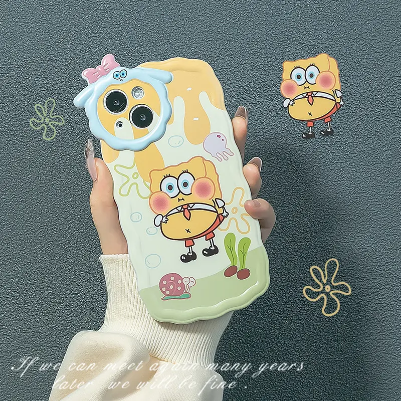 Rabbit Lens SpongeBob phone case For iPhone 13 14 Pro Max case Cute cartoon Phone case For iPhone 12 Pro Max 7 8