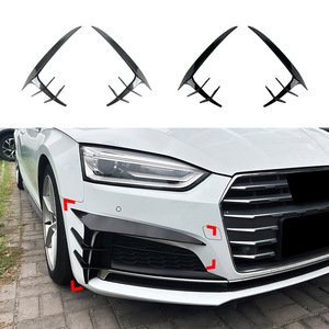 Audi A5 S5 F5 Sline 2017-2020 Front Grille Deflector Piano Black Carbon Fiber Texture ABS Adhesive Fitment - Product Image 5