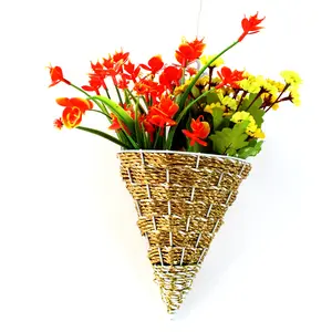 Cesta de plantio de parede, cesta plantadora de vidro metálico para decoração de flores