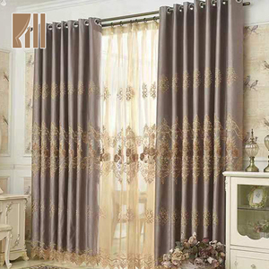 2020 Latest Simple Design Embrodoiry <strong>Long</strong> Royal Grommet Window <strong>Curtain</strong> for Hotel - Product Image 2